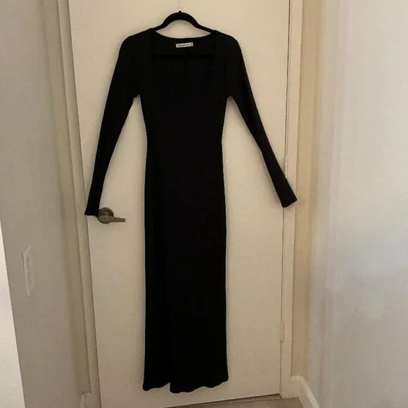 ABERCROMBIE & FITCH NWOT Black Bodycon Ribbed Maxi Dress Size S - Picture 8 of 8